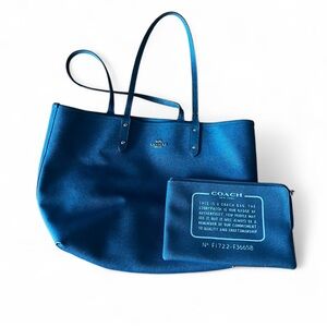 Coach Blue Tote with Matching Pouch